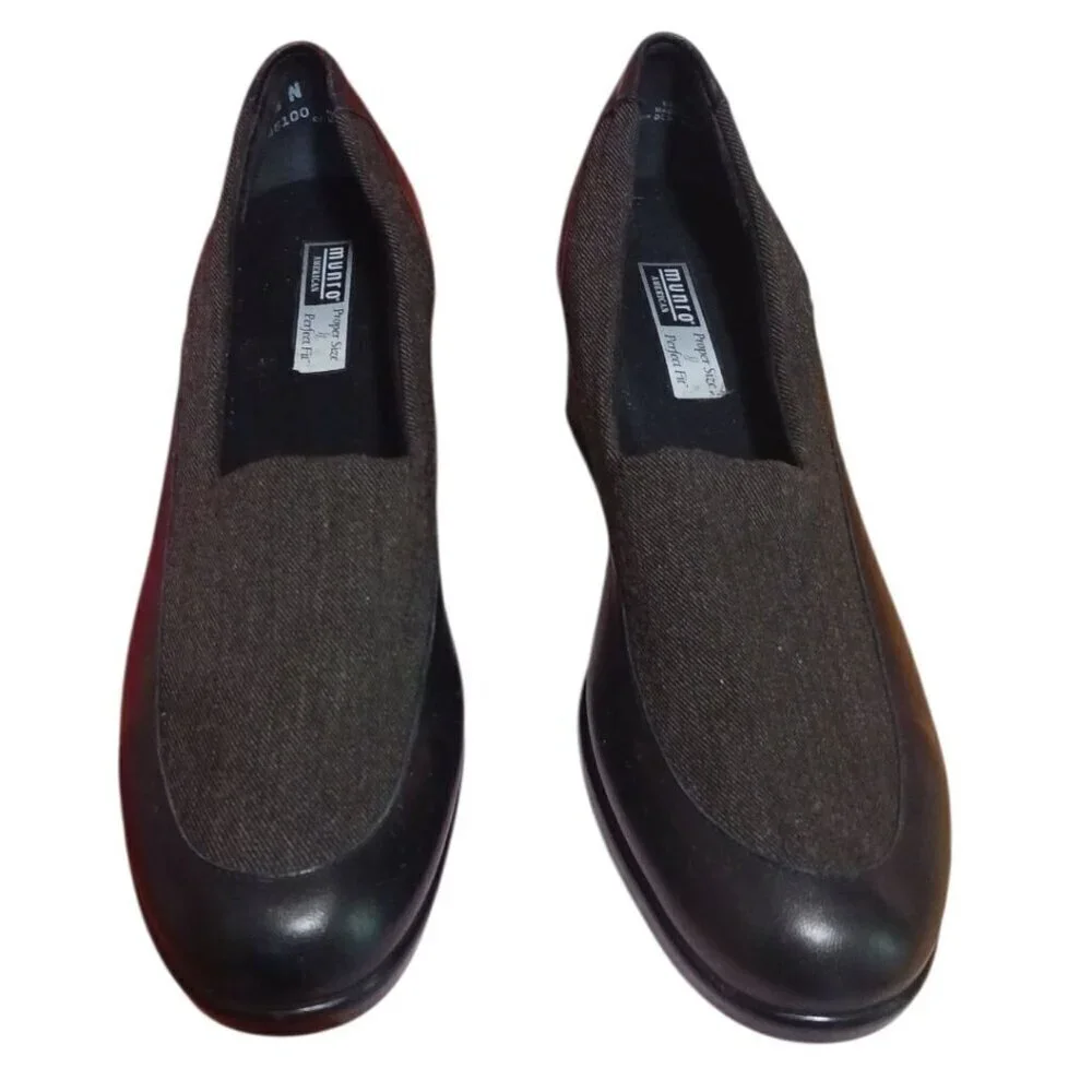Munro American Kayla Slip On  Black Slip-On Shoes  Brown 7.5